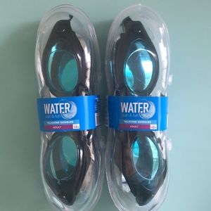 Lot of 2 Adult Silicone Goggles Black and Blue 12+